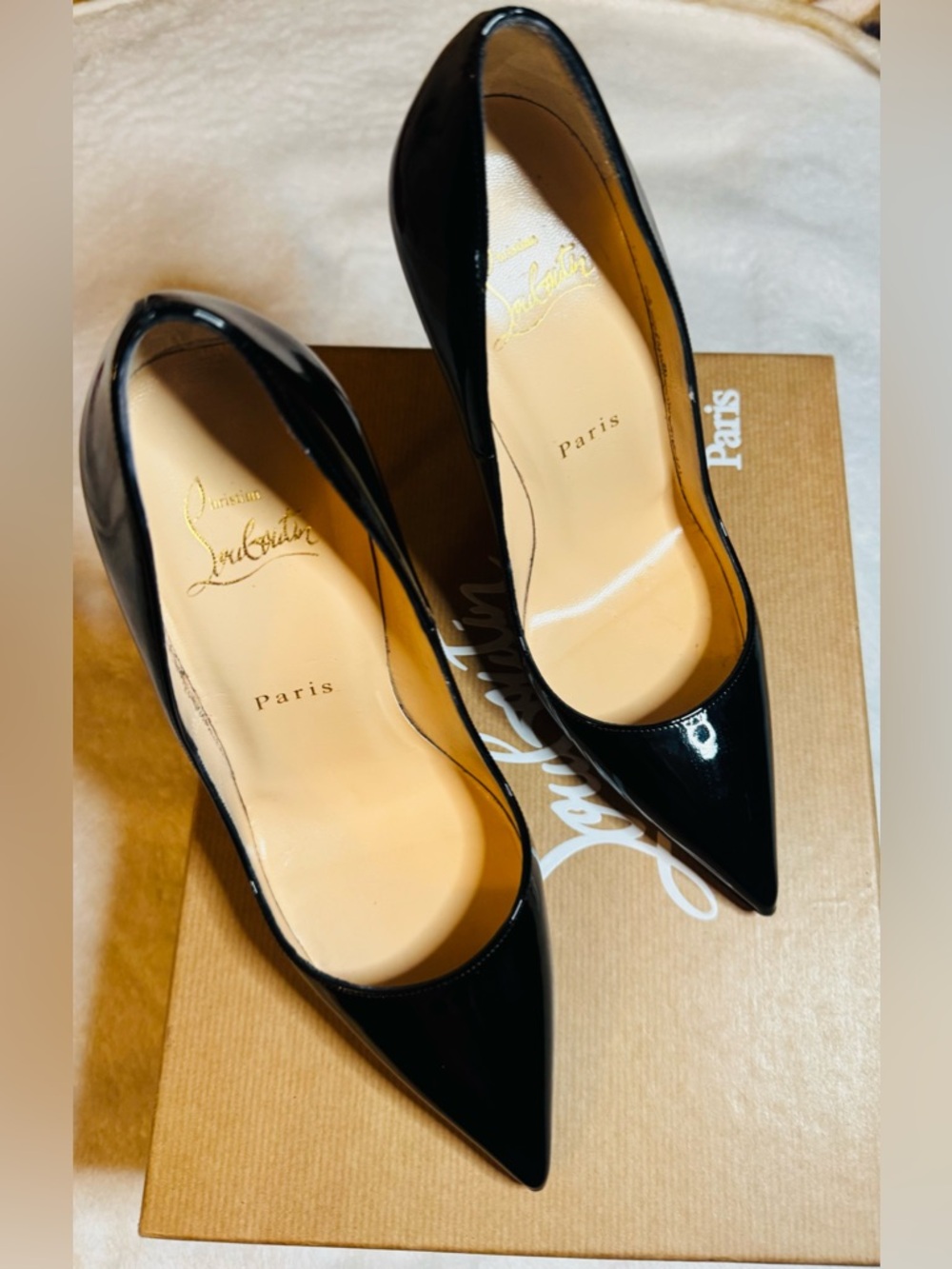 Christian Louboutin So Kate Black Patent Pointed-Toe Pumps